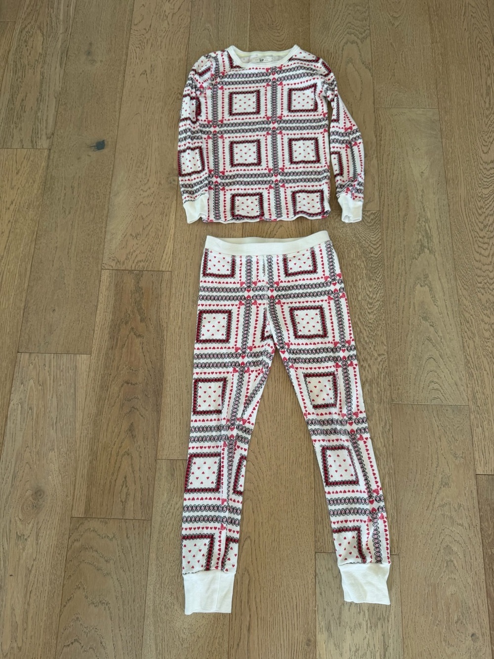 Girls J.Crew Pajama Set Size 8 Heart Pattern
